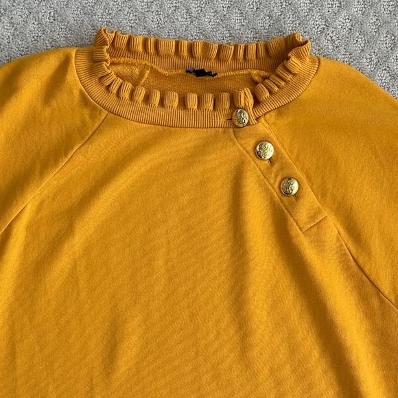 Talbots Plus Ruffle Trim Raglan Cotton Sweatshirt Yellow 2X Fall Feminine Cozy - Picture 3 of 12